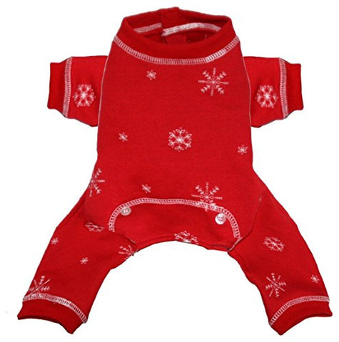 Hip Doggie Snowflake Longjohns - Red, Large