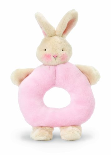Bunny Ring Rattle, Pink, 6"