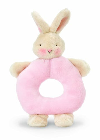Bunny Ring Rattle, Pink, 6"