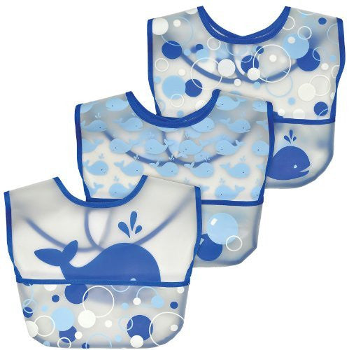 Wipe-off Bibs (3pk)-Blue Whale-9/18mo