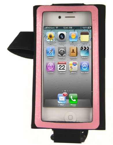 hand/arm band for smaller phones  - left hand - black/pink stripe