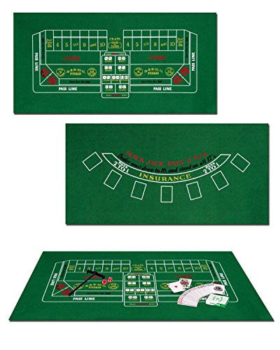Blackjack/Craps Set Includes: Game Felt, Craps Rake
