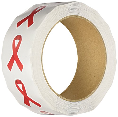 Awareness Ribbon Roll Stickrs Red 500Pc