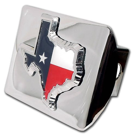 Texas Flag (TX Shape with color) Shiny Chrome Hitch Cover