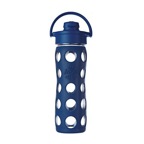 Glass Bottle with Flip Cap and Silicone Sleeve -Midnight Blue -16oz (not in pricelist)