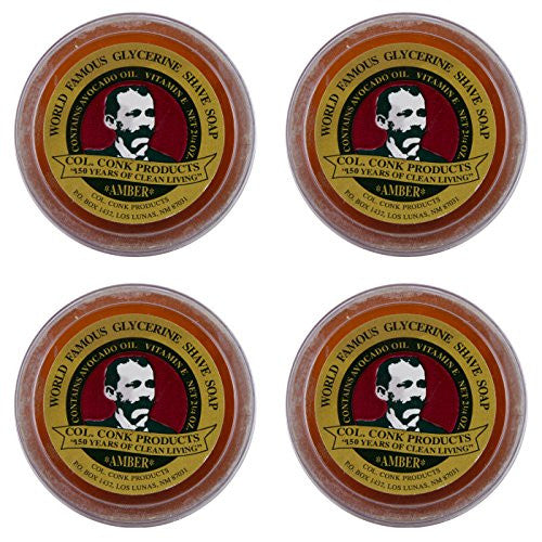 Col. Conk Amber Shave Soap 2.25 oz, USA - Pack of 4