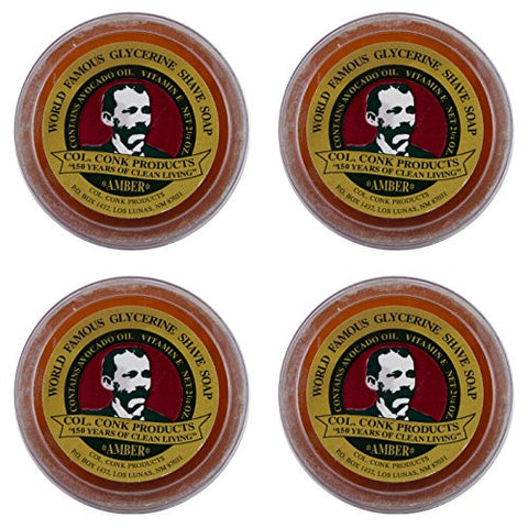 Col. Conk Amber Shave Soap 2.25 oz, USA - Pack of 4