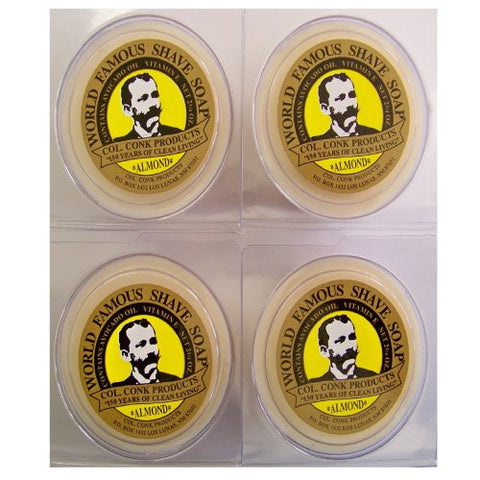 Col. Conk Almond Shave Soap 2.25 oz, USA - Pack of 4