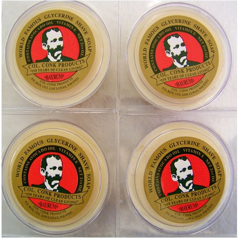 Col. Conk Bay Rum Shave Soap 2.25 oz, USA - Pack of 4