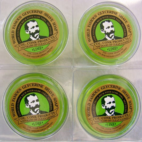 Col. Conk Lime Shave Soap 2.25 oz, USA - Pack of 4