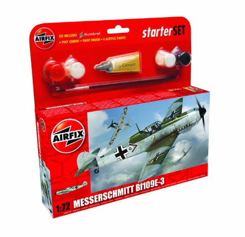 Airfix- Small Starter Set - Small Starter Set - Messerschmitt Bf109E-3 Starter Set 1:72, L126 x W166mm