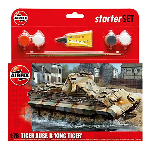 Airfix- Medium Starter Set - King Tiger Tank Starter Set 1:76