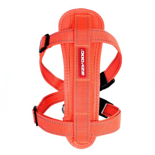 EzyDog Chest Plate Harness with Seatbelt Restraint - Blaze Orange, Large