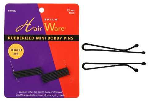 Hair Ware 1-1/4" Soft Touch Mini Bobby Pins, Black, 12 Pins/Card