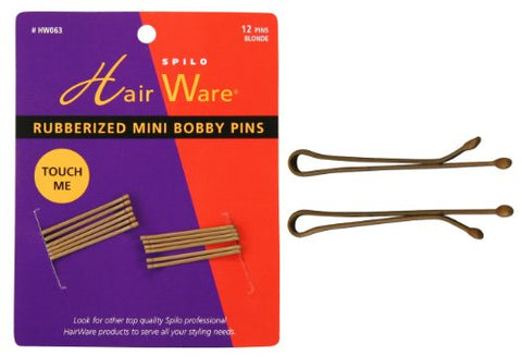Hair Ware 1-1/4" Soft Touch Mini Bobby Pins, Blonde, 12 Pins/Card