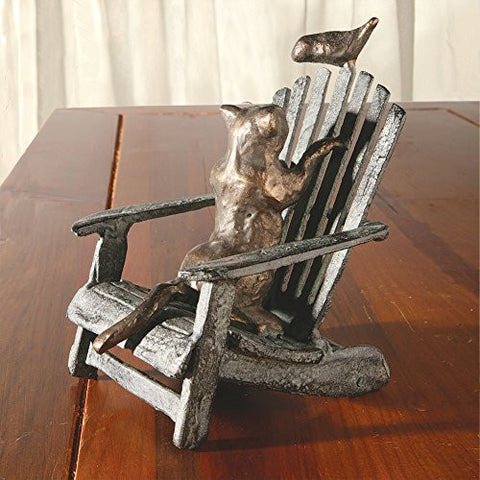 Talking Cat and Bird on Beach Chair 7"H 6"W 5"D CAST IRON 2.65lbs