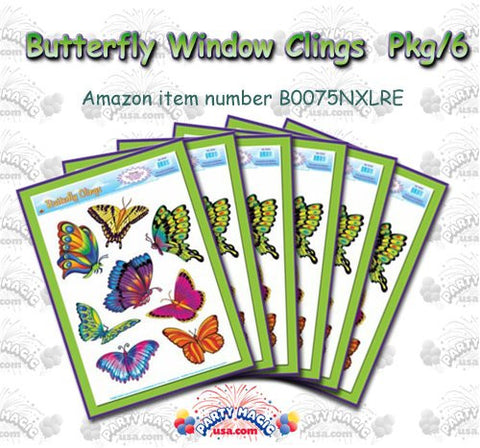 Butterfly Clings 12" x 17" 8/Sheet, 6 Sheets
