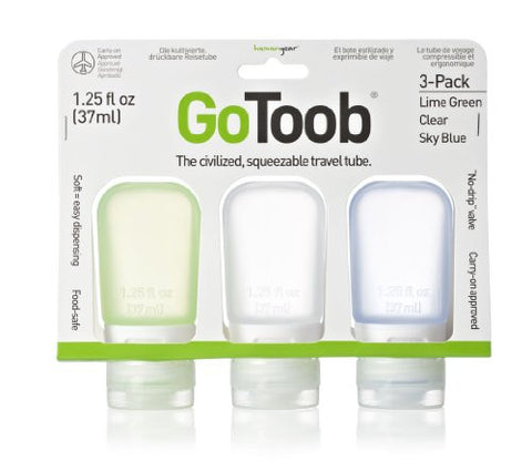 GoToob, 3-Pack, Small (1.25oz), Clear/Green/Blue