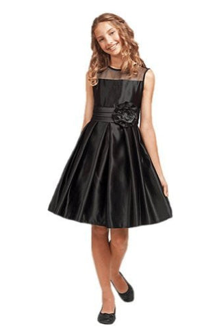 Girls Simply Satin Dress - Black, Size 6