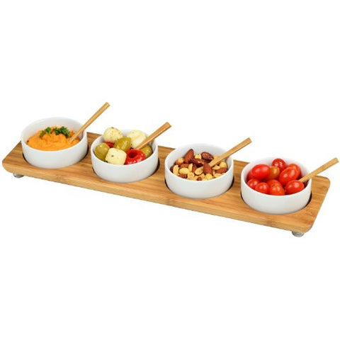 Picnic at Ascot Four Bowl in Line Serving Platter, Bamboo