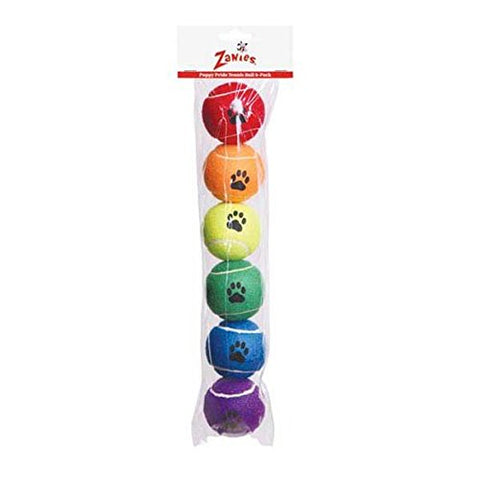 Zanies Puppy Pride Tennis Ball Dog Toys, 6 pack