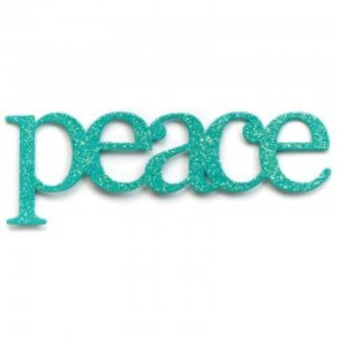 Embellish Your Story Glittered Blue Peace Word Magnet