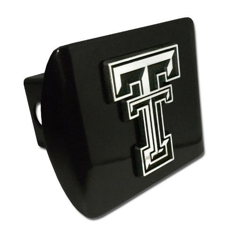 Texas Tech Emblem on Black Metal Hitch Cover