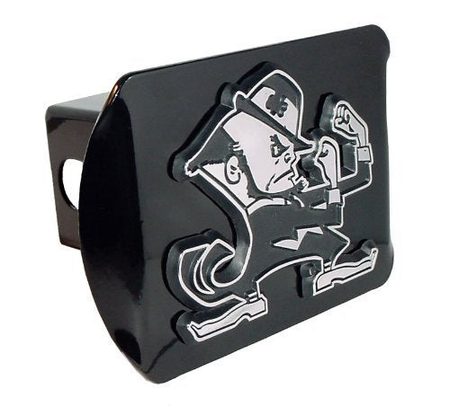 Notre Dame Leprechaun Emblem on Black Metal Hitch Cover