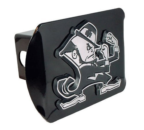 Notre Dame Leprechaun Emblem on Black Metal Hitch Cover