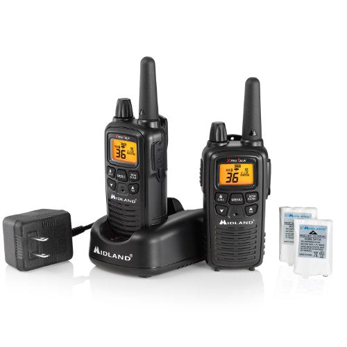 Midland LXT600VP3 36 Channel, 30 Mile FRS/GMRS Handheld Radio Pair with 3 Level Evox, NOAA Weather Radio with Scan - in Black