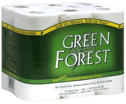 Green Forest Double Roll Bath Tissue, 2-Ply (12 Pack)