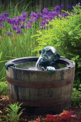 Man in Barrel - Poly Resin Spitter w/pump for Water Gardens & Ponds (not in pricelist)