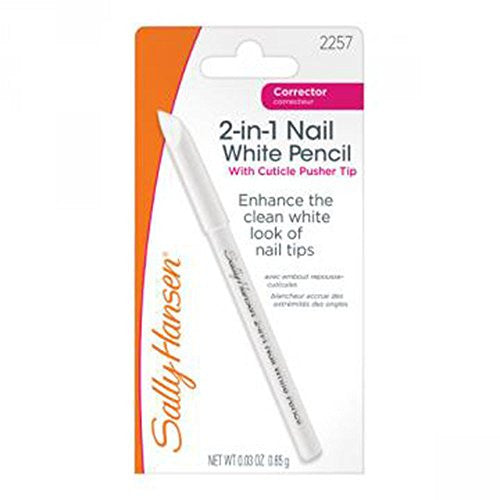 Sally Hansen 2-in-1 Nail White Pencil with Cuticle Pusher, 0.03 oz
