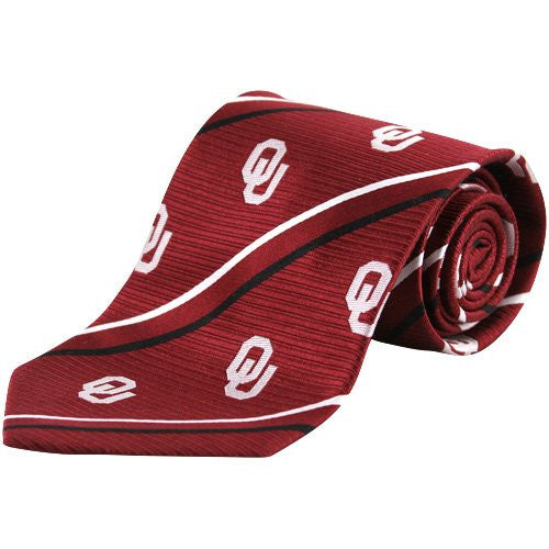 Oklahoma Sooners Tie Cambridge Stripe Woven Silk