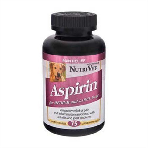 Nutri-Vet K9 Lg Dog Aspirin Temporary Pain relief for large dogs over 40 lb 75ct