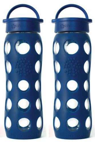 Lifefactory 22oz Glass Bottle with Classic Cap-Midnight Blue