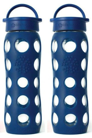 Lifefactory 22oz Glass Bottle with Classic Cap-Midnight Blue