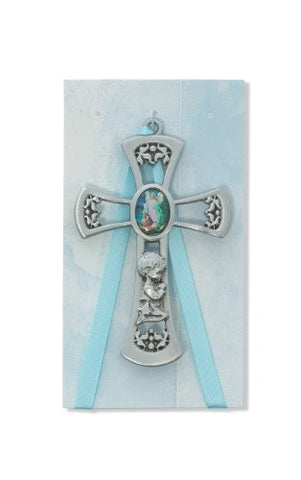 3 3/4 Blue Guardian Angel Cross 10"