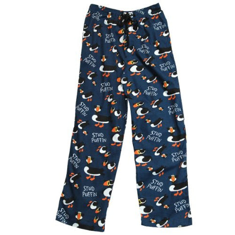 Lazy One Cotton Stud Puffin Loungewear Pajama Pants (Blue, XL)
