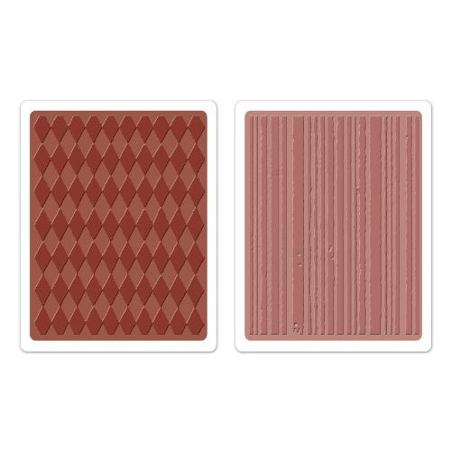 Sizzix Texture Fades Embossing Folders 2PK - Harlequin & Stripes Set