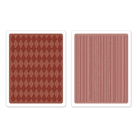 Sizzix Texture Fades Embossing Folders 2PK - Harlequin & Stripes Set