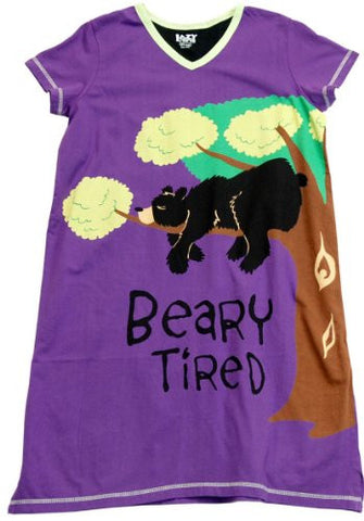 Lazy One V-Neck Nightshirts, Beary Tired, L - XL