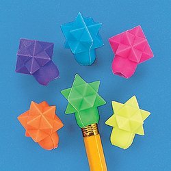 Star-Shaped Eraser Pencil Toppers - 144 Pcs
