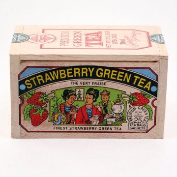 Strawberry Green Tea in Wood Box - 25 Tea Bags