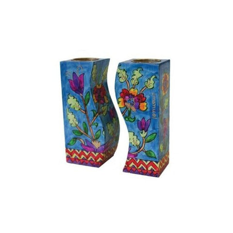 Fitted Candlesticks - Purple Flower, 4x2.7x1.6