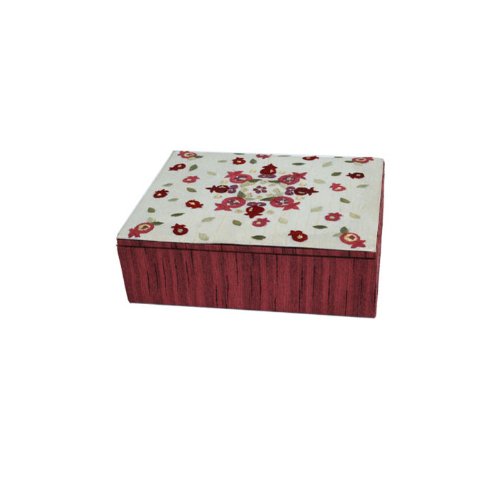 Embroidered Box - Small - Maroon, 7x5.5x2 inch