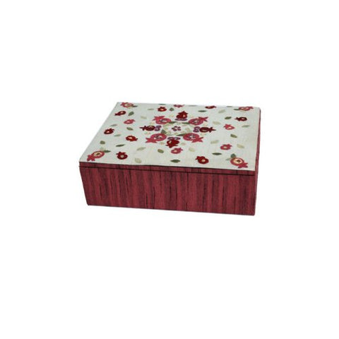 Embroidered Box - Small - Maroon, 7x5.5x2 inch