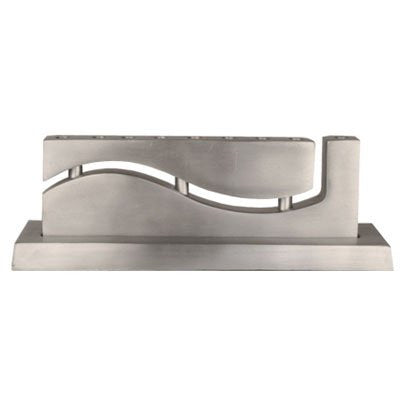 Hanukkah Menorah - Aluminium - Wave, 10x3.5x2.5 inch