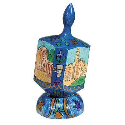 Large Dreidel and Stand - Jerusalem DRL-1, 4x1.6x1.6 inch
