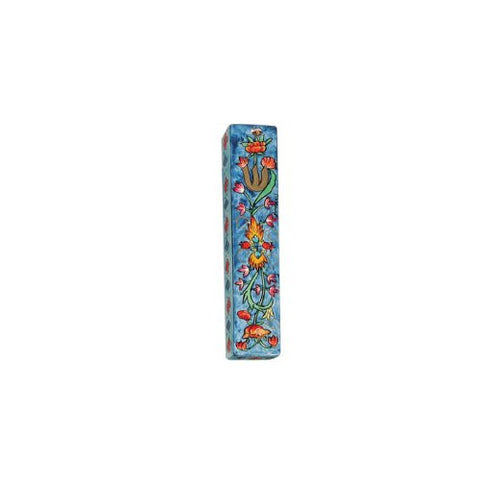 Small Wooden Mezuzah - Oriental, 4.9x1x0.4 inch
